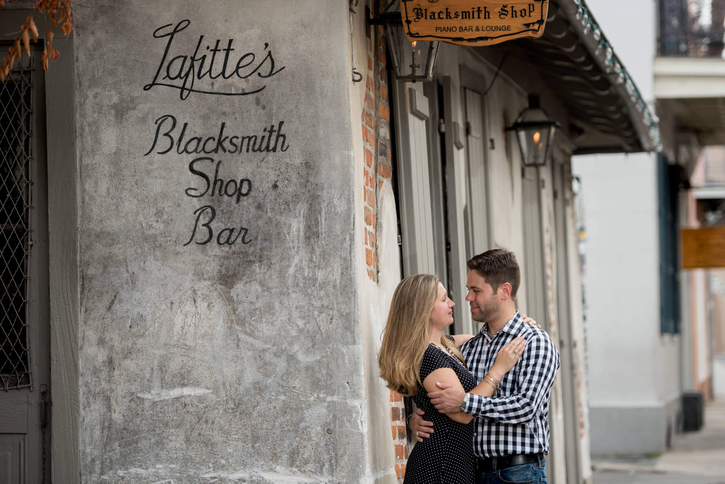 New Orleans Engagement Photography Session at Lafitte's Blacksmith Shop in the French Quarter.