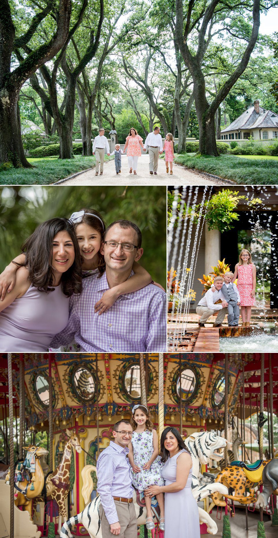 New Orleans Family Photography at Loungue Vue House and Gardens plus the Audubon Park Carousel