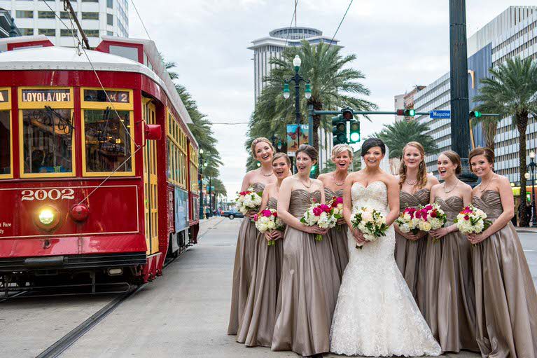 Bridal party on Canal Street in New Orleans