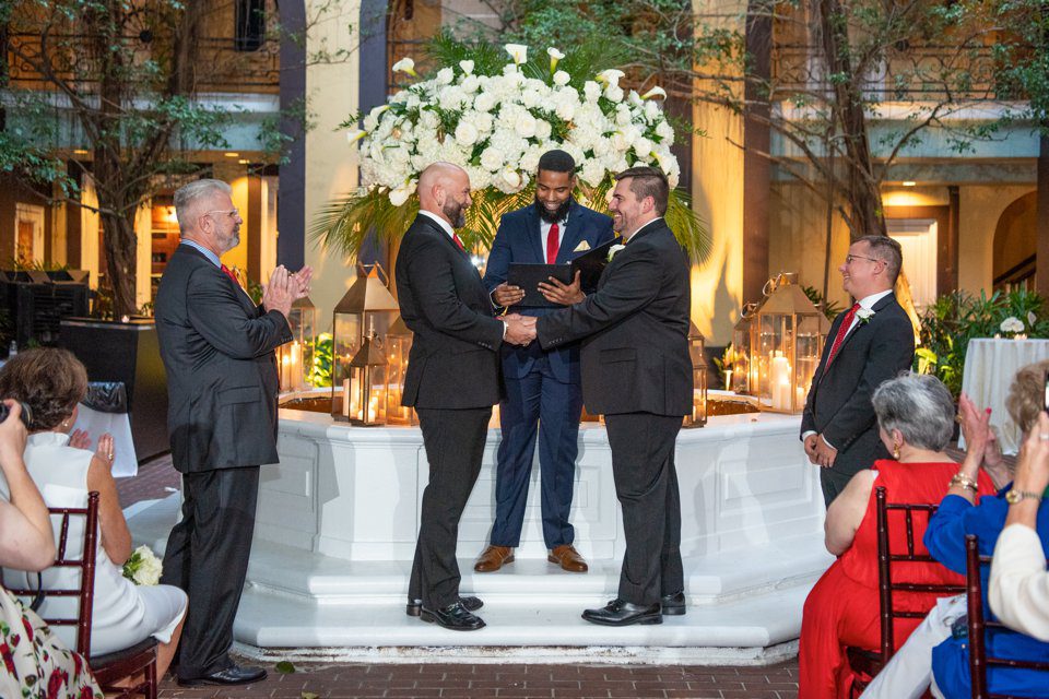 Same Sex Wedding at Hotel Mazarin Courtyard