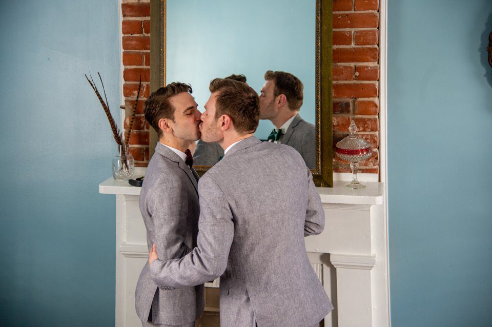 Grooms get ready for same sex wedding in New Orleans