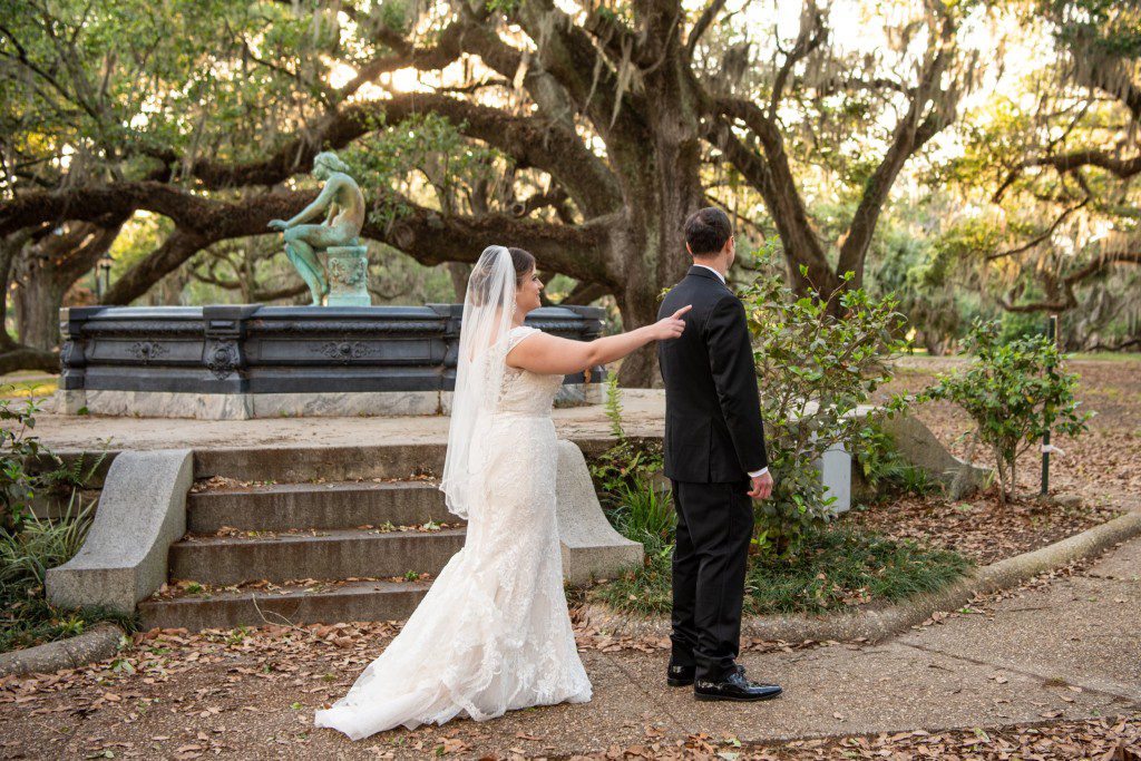 First look during elopement in City Park