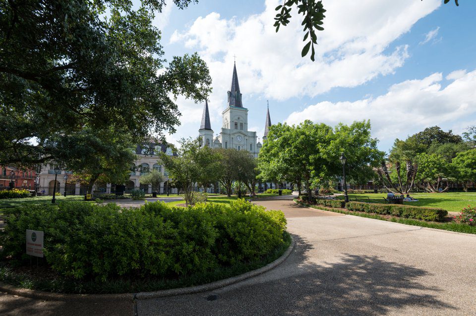 New Orleans' Jackson Square sits empty during COVID-19 shutdown. 