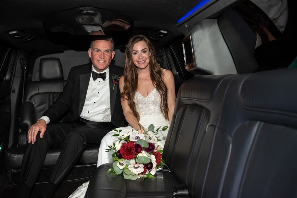 Bride and Father in limo